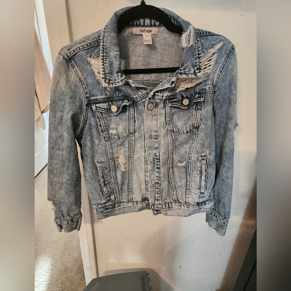 Distressed Juniors Denim Jacket by Refuge Size S